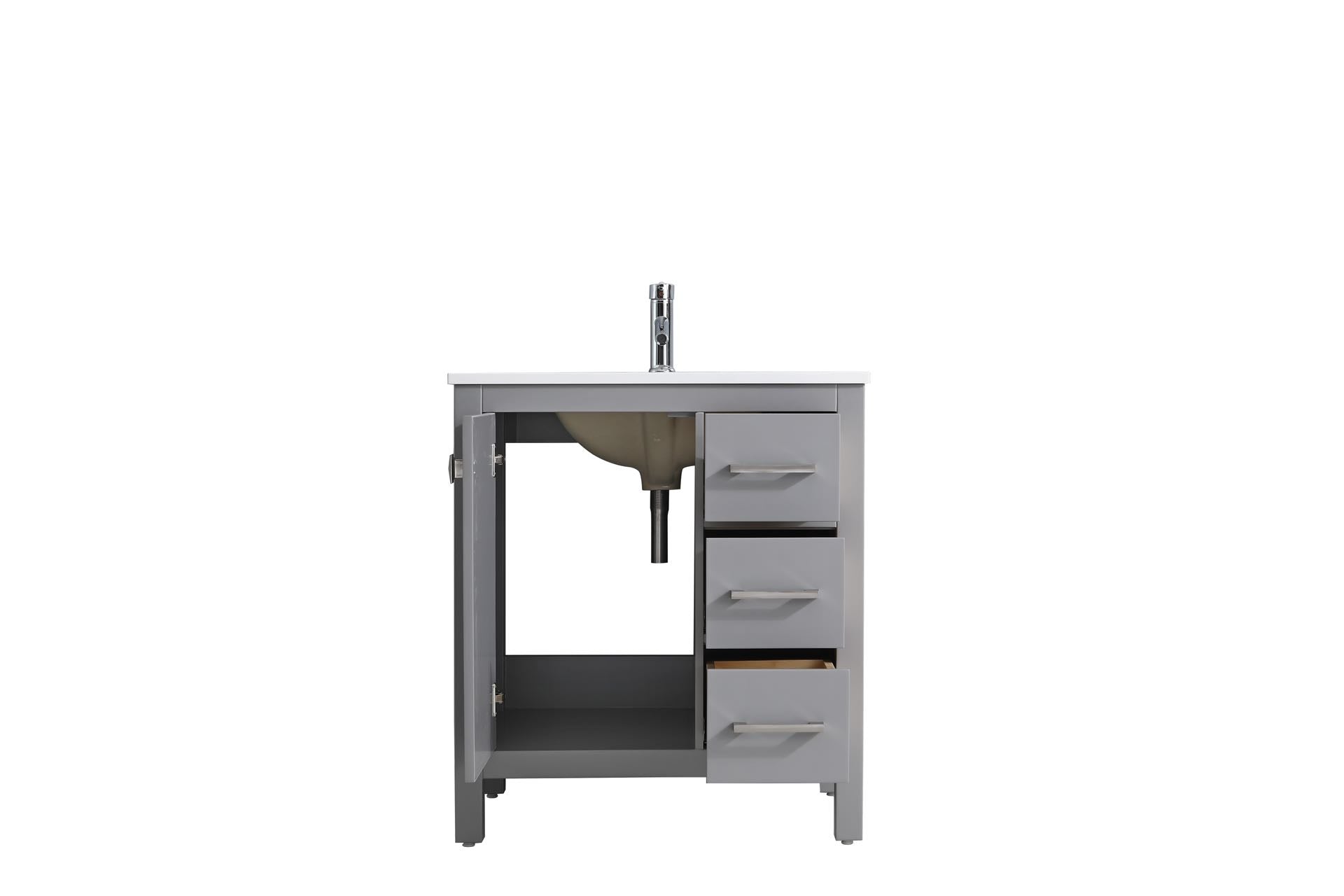 30" V9008 Vanity & Quartz Countertop Combo (Matte Grey)
