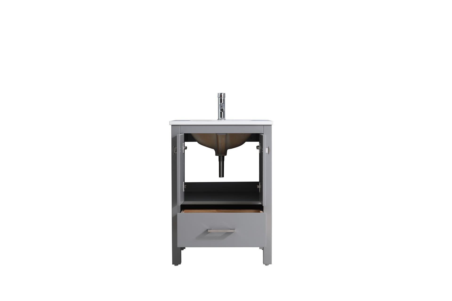 24" V9008 Vanity & Quartz Countertop Combo (Matte Grey)