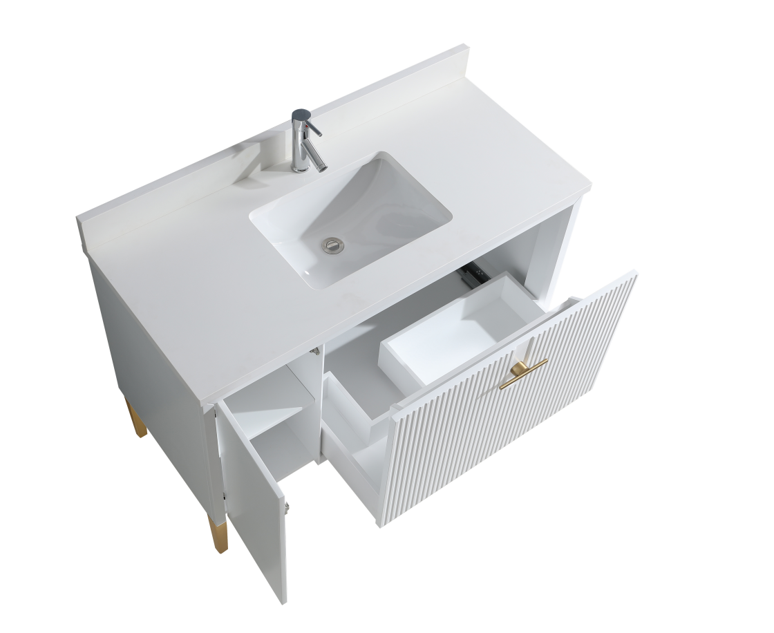 48" Craftsmanship Limited Edition Vanity & Quartz Countertop Combo  (Matte White)   SKU:EN8339-48WH