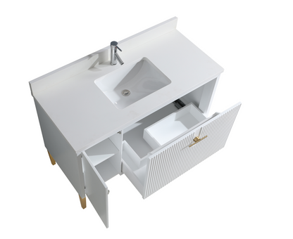 48" Craftsmanship Limited Edition Vanity & Quartz Countertop Combo  (Matte White)   SKU:EN8339-48WH