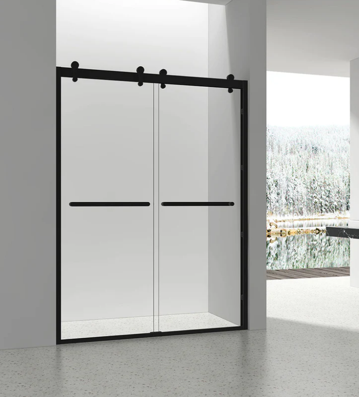 NEW COLOR 60" GBY22 Owen Bypass Series Tub Door with Klearteck Treatment (3/8" Thickness) (Matte Black))