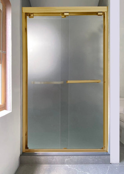 60" Frosted ASD Series Bypass Shower Door (5/16" Thickness) (Brushed Gold) Privacy