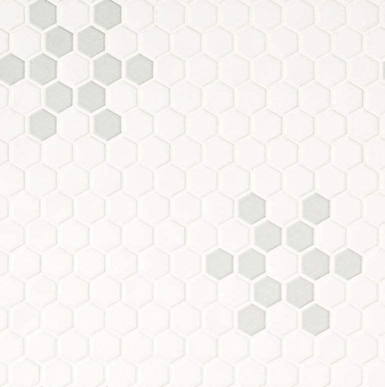 White And Gray Mod Petal Pattern Matte