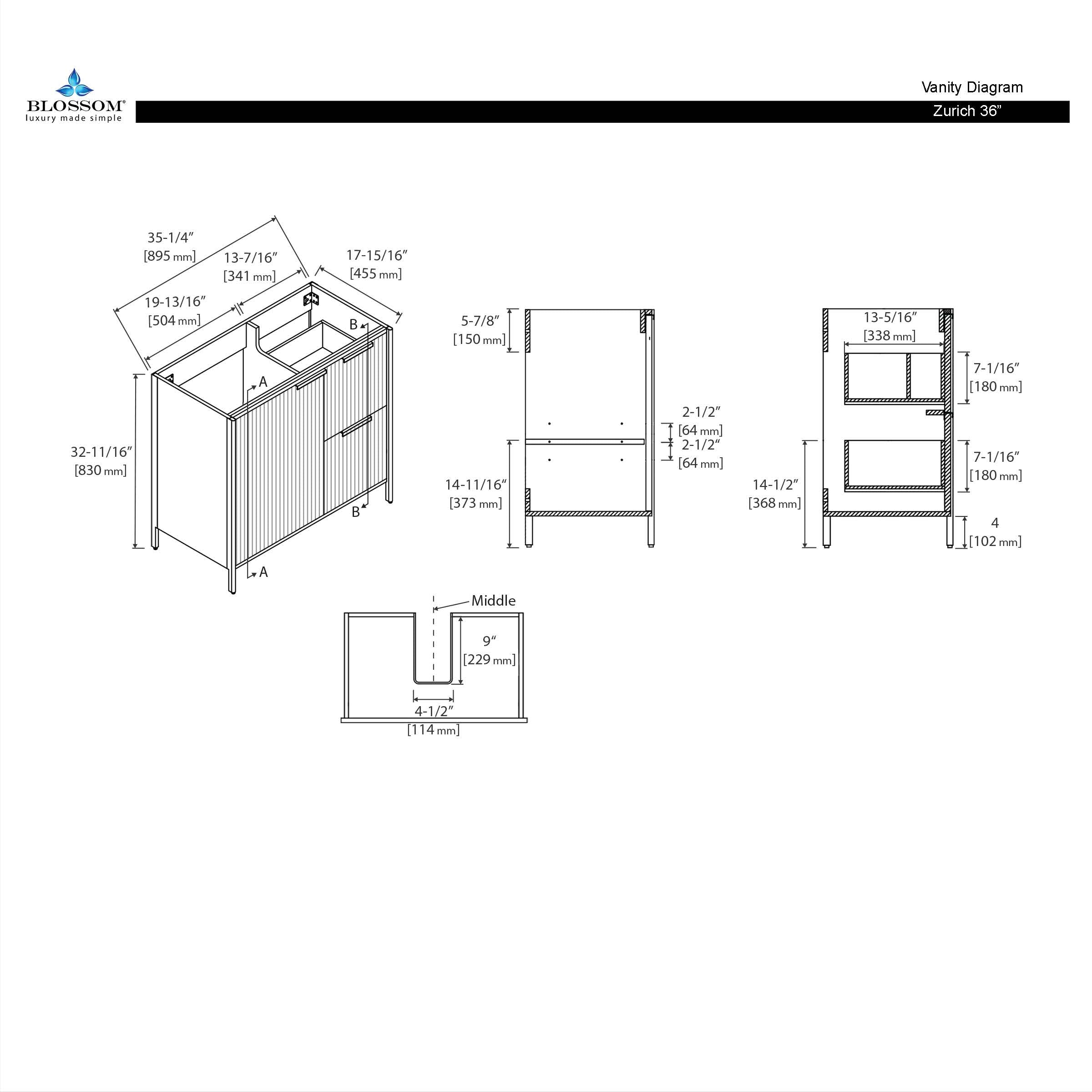 Zurich 36″ Vanity