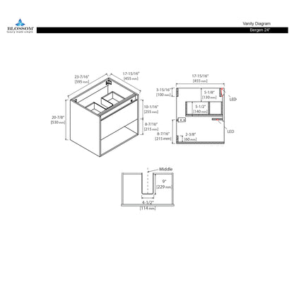 Bergen 24″ Vanity （Dual LED Illuminated）