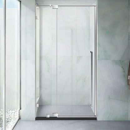 32" AH01 Series Frameless Swing Shower Door with Klearteck Treatment (Fixed 3/8" & Swing 5/16" Thickness)(Chrome)