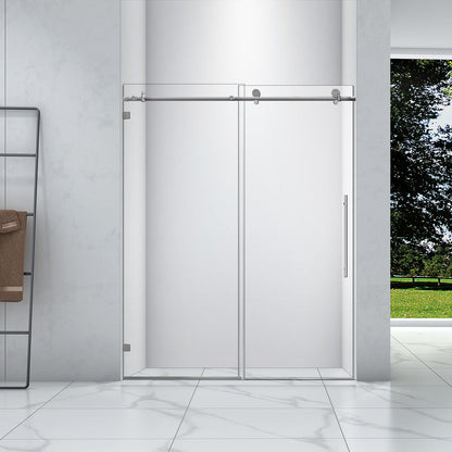 48" Laura Frameless Series Shower Door with Klearteck (5/16" Thickness) (Brushed Nickel)