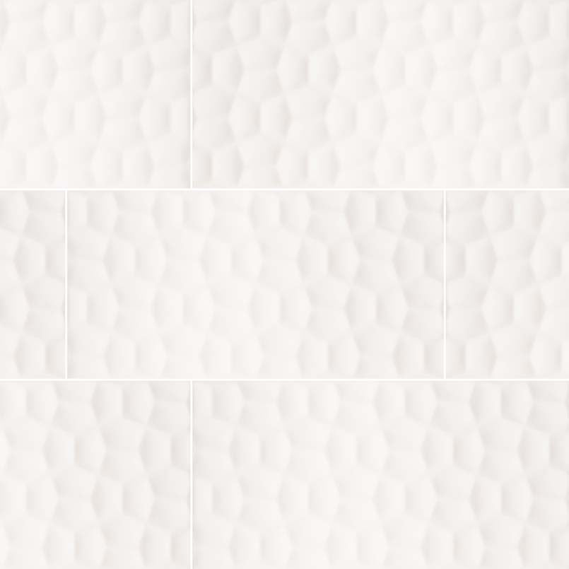 Close-up of Adella Viso White Ceramic Tile featuring a cool white satin finish and textured surface.