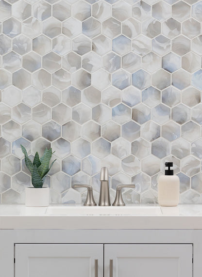 Akoya Pearl 3" Hexagon Mosaic Tile