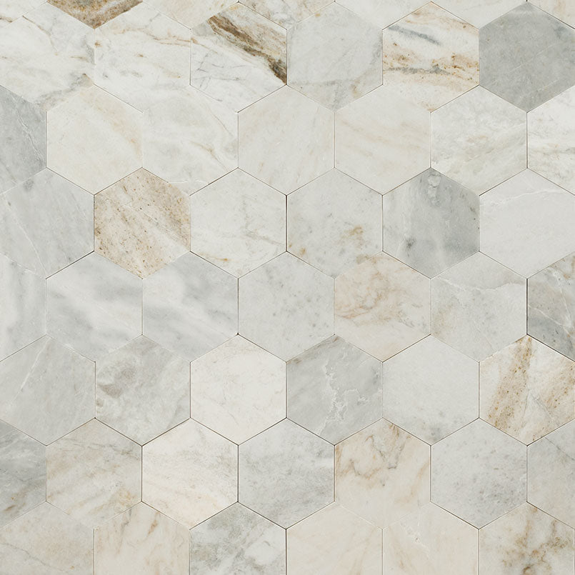 Arabescato Venato 4" Hex Peel and Stick