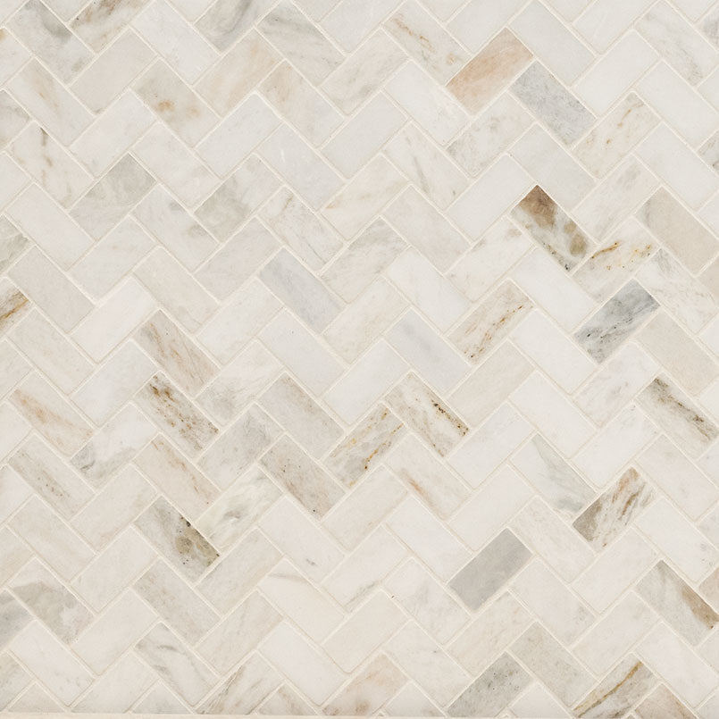 Arabescato Venato White 1X2 Herringbone Honed