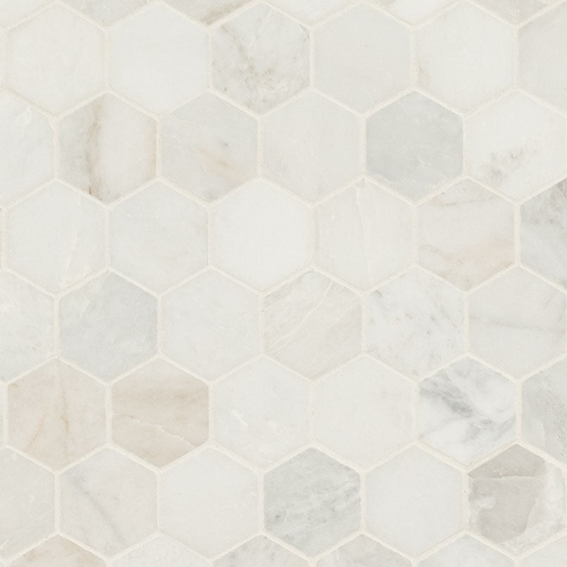 Arabescato Venato White  2" Hexagon Honed