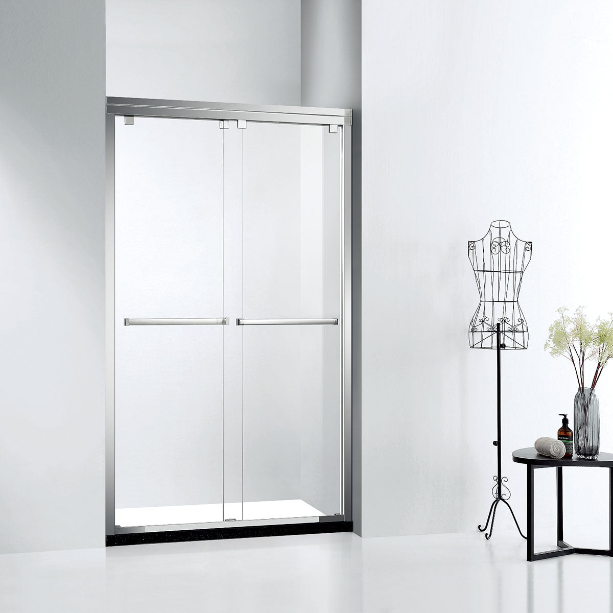 66" ASD Series Shower Door with Klearteck Treatment (5/16" Thickness) Low Ceiling 72" (Silver /Chrome)