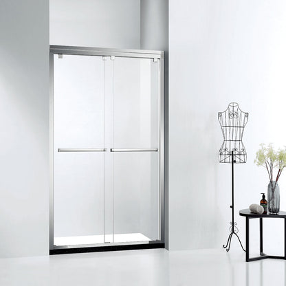 66" ASD Series Shower Door with Klearteck Treatment (5/16" Thickness) Low Ceiling 72" (Silver /Chrome)