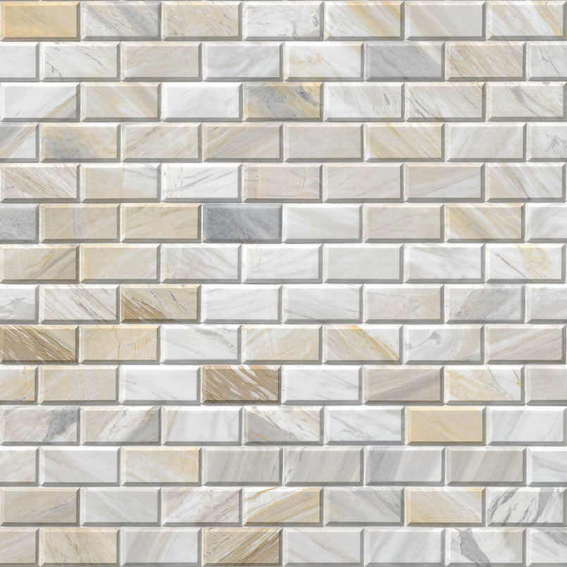 Athena Gold Beveled Tile 2x4