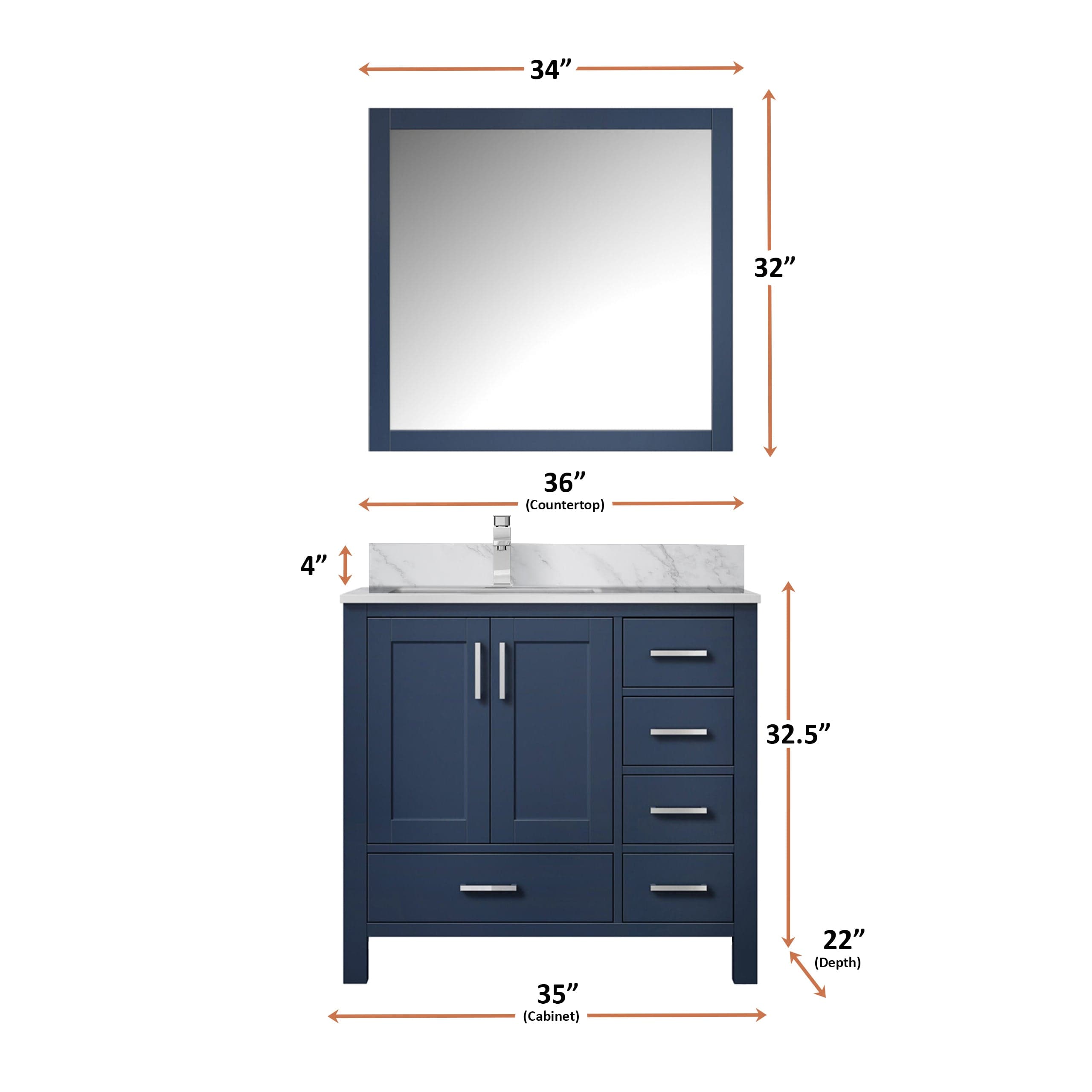 Jacques 36" x 22" Left Offset Bath Vanity