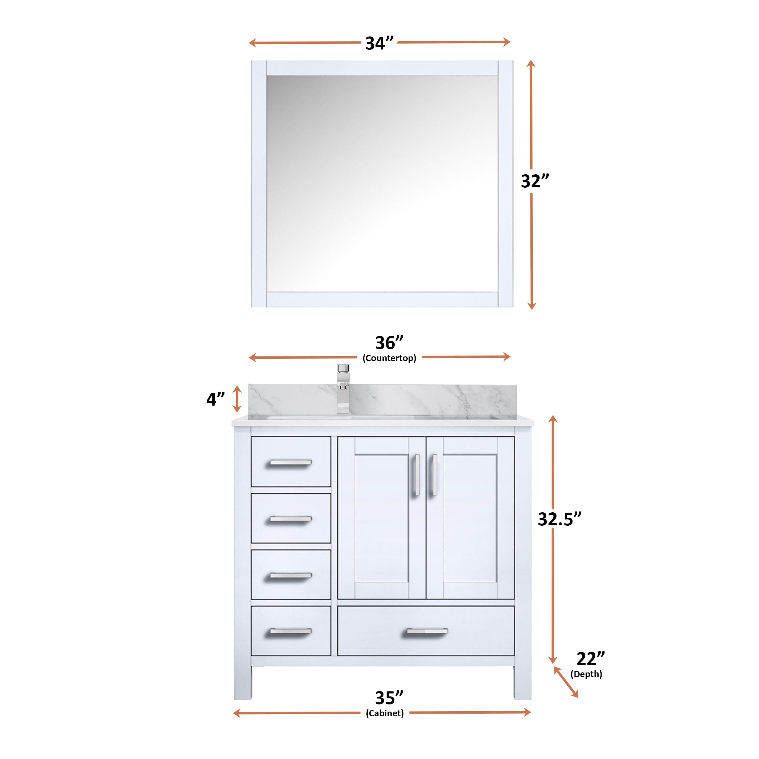 Jacques 36" x 22" Left Offset Bath Vanity