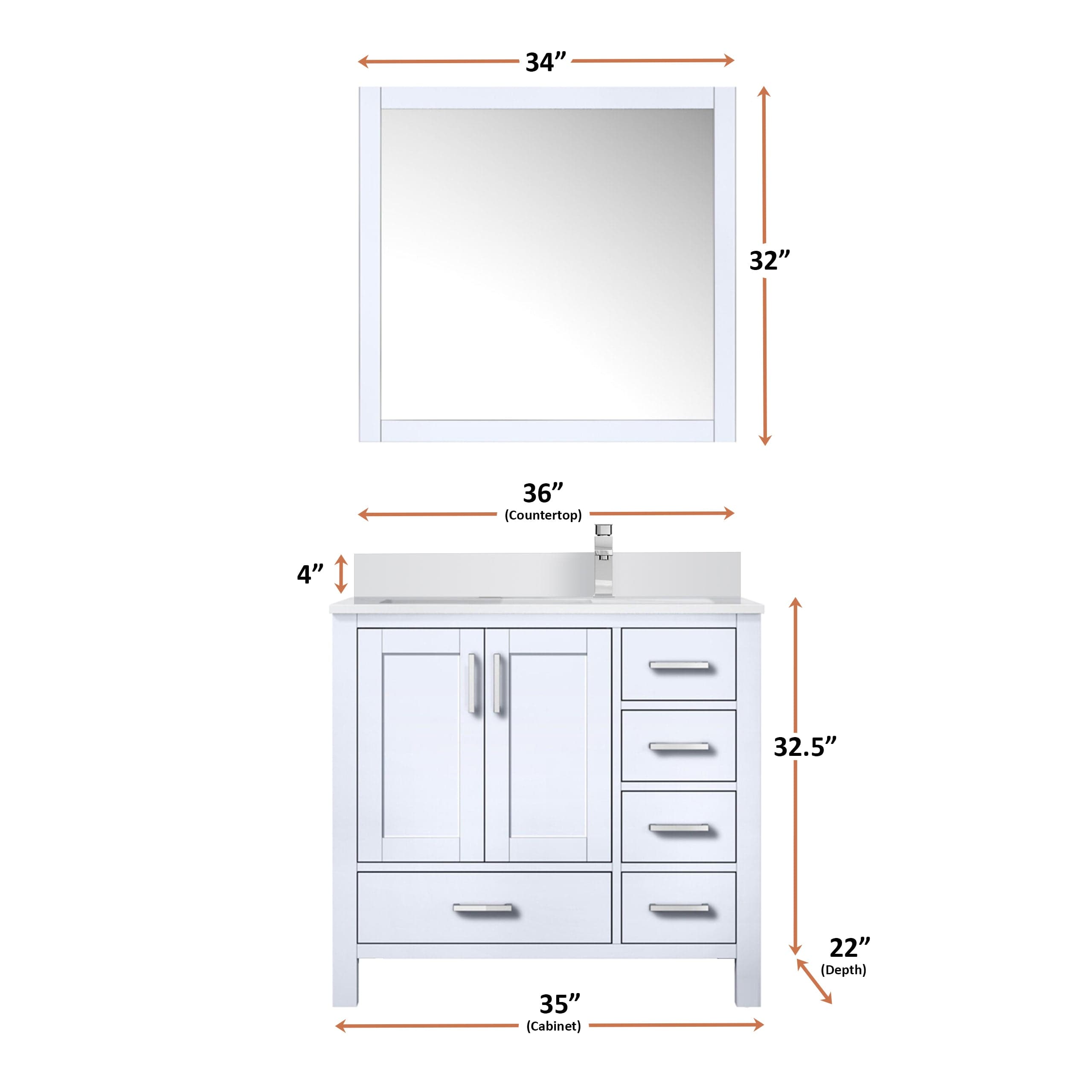 Jacques 36" x 22" Right Offset Bath Vanity