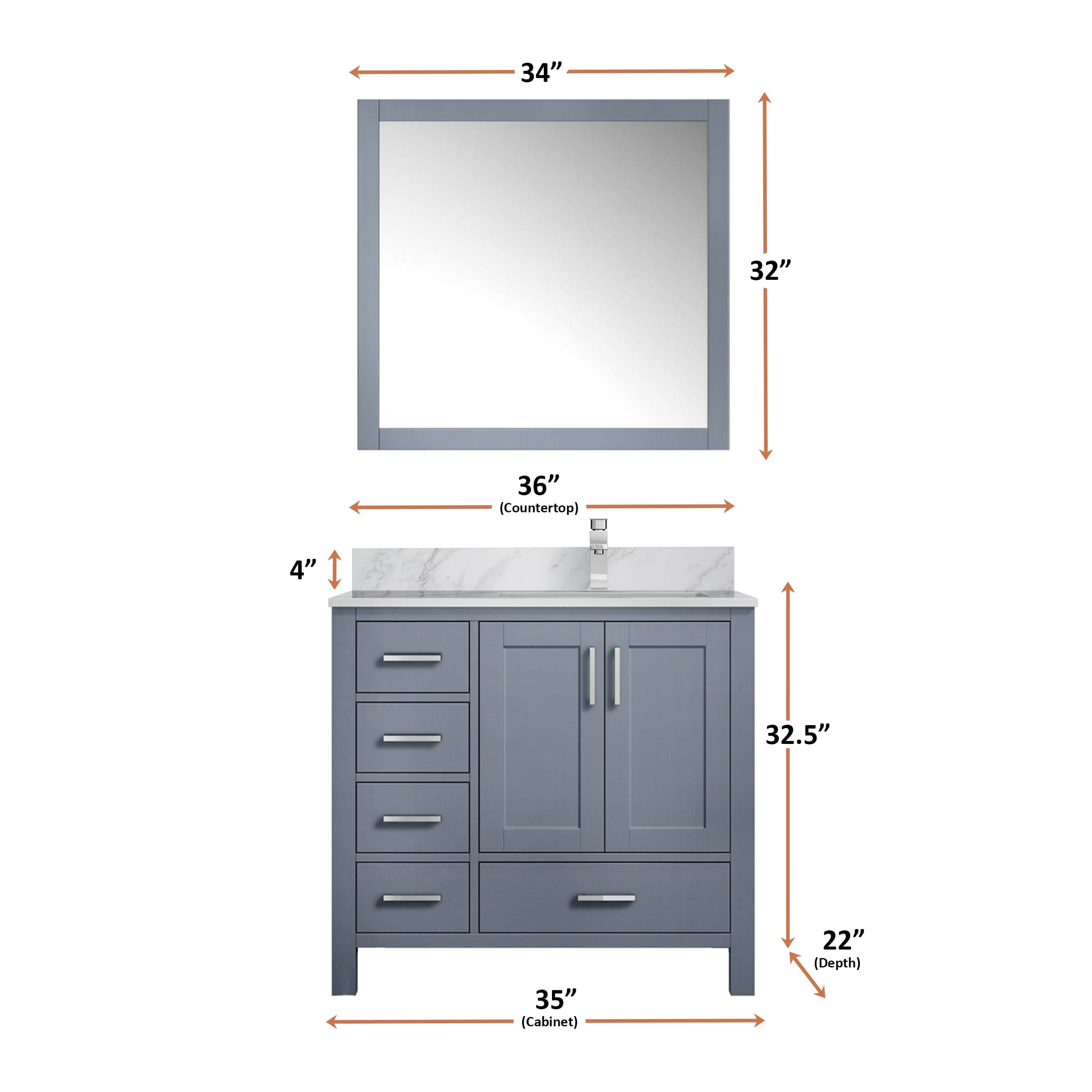 Jacques 36" x 22" Right Offset Bath Vanity
