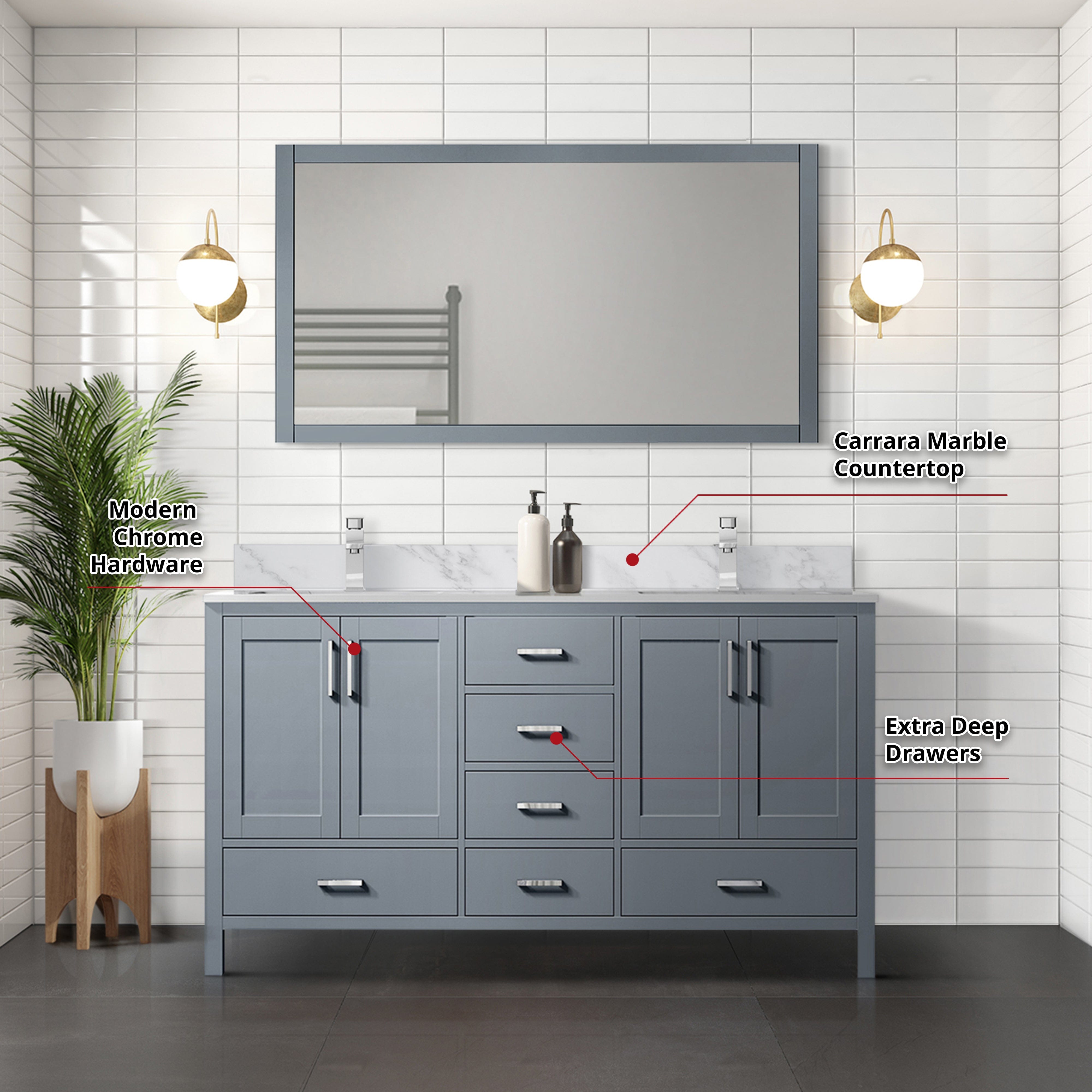 Jacques 60" x 22" Double Bath Vanity