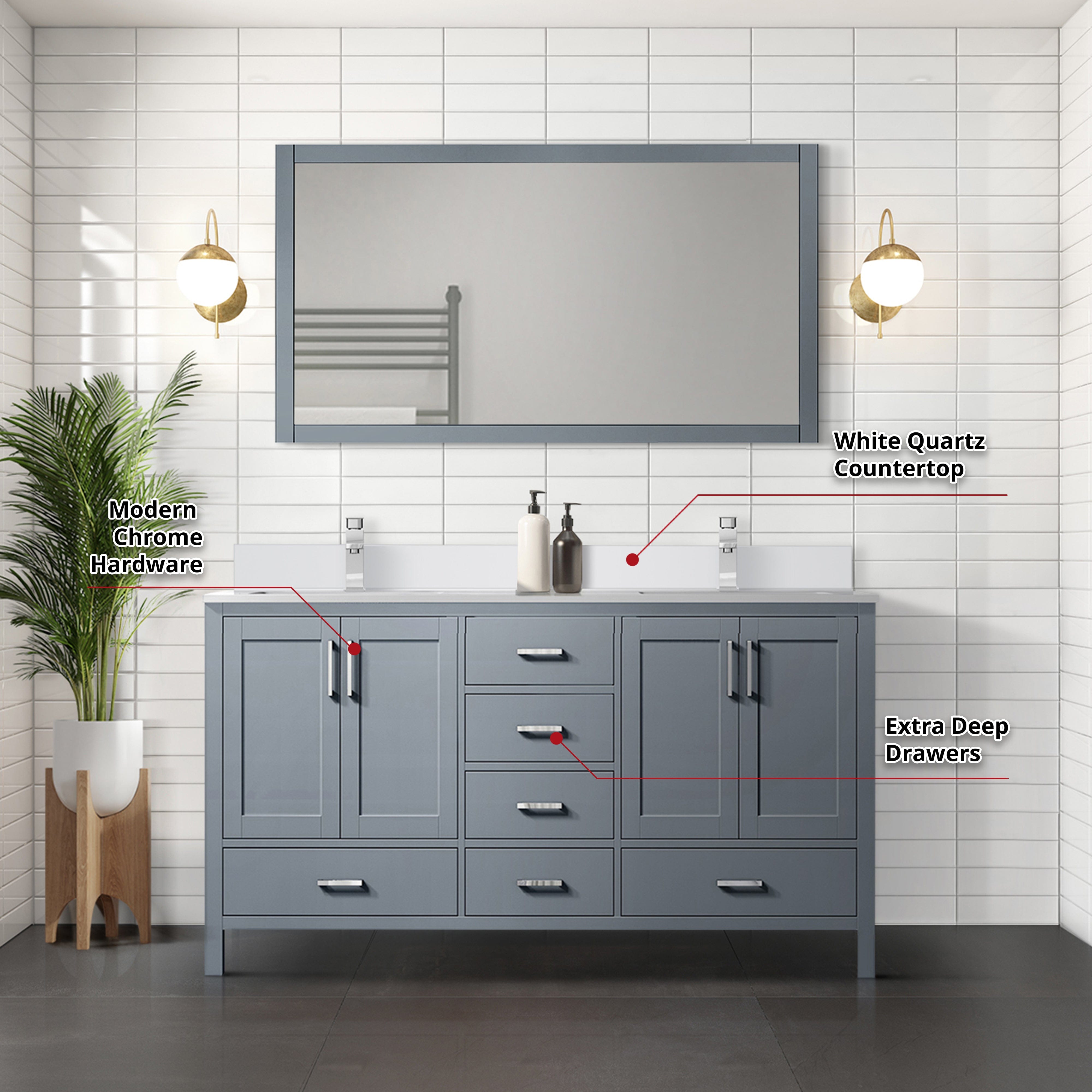 Jacques 60" x 22" Double Bath Vanity
