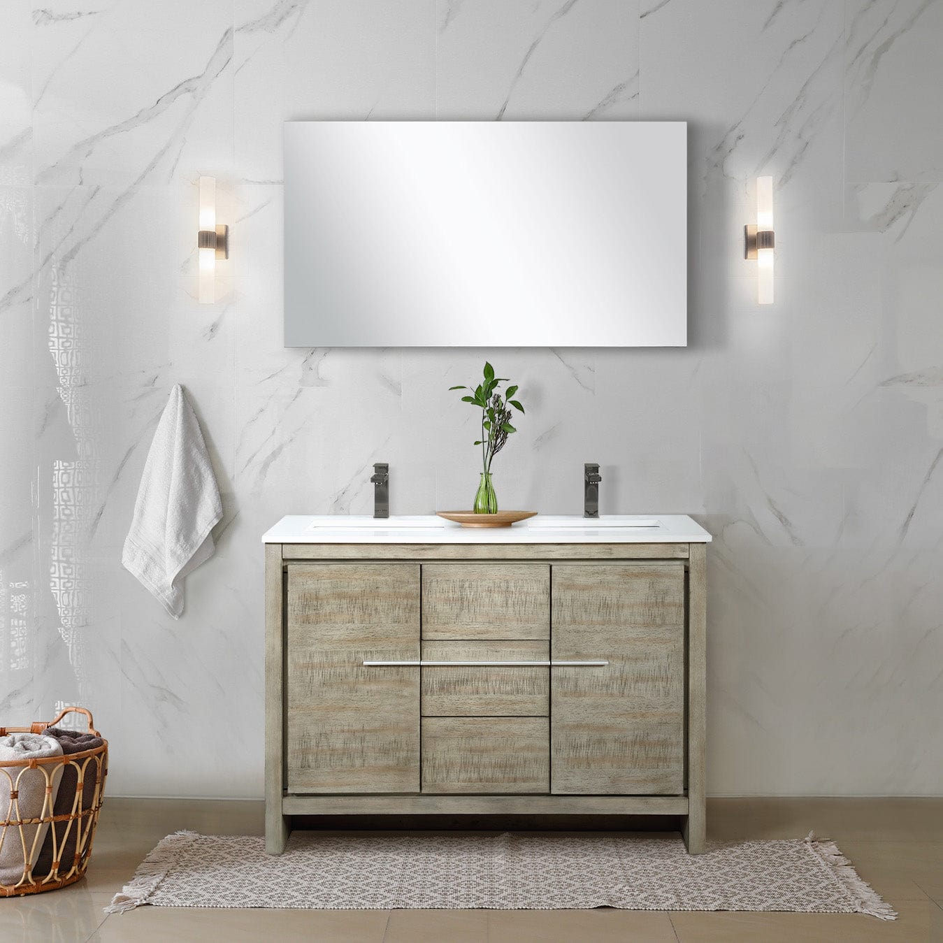 Lafarre 48" Rustic Acacia Double Bathroom Vanity