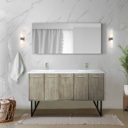 Lancy  60" x 20" Rustic Acacia Double Bath Vanity