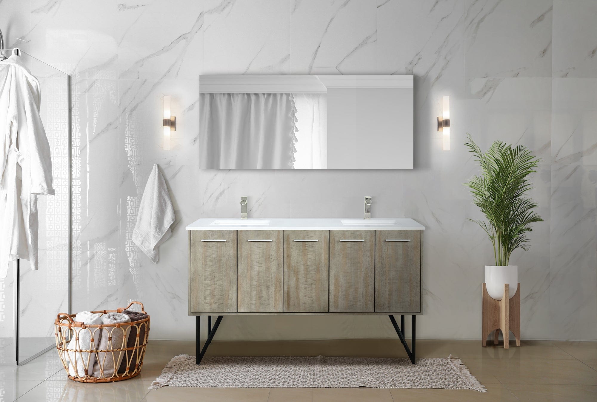 Lancy  60" x 20" Rustic Acacia Double Bath Vanity