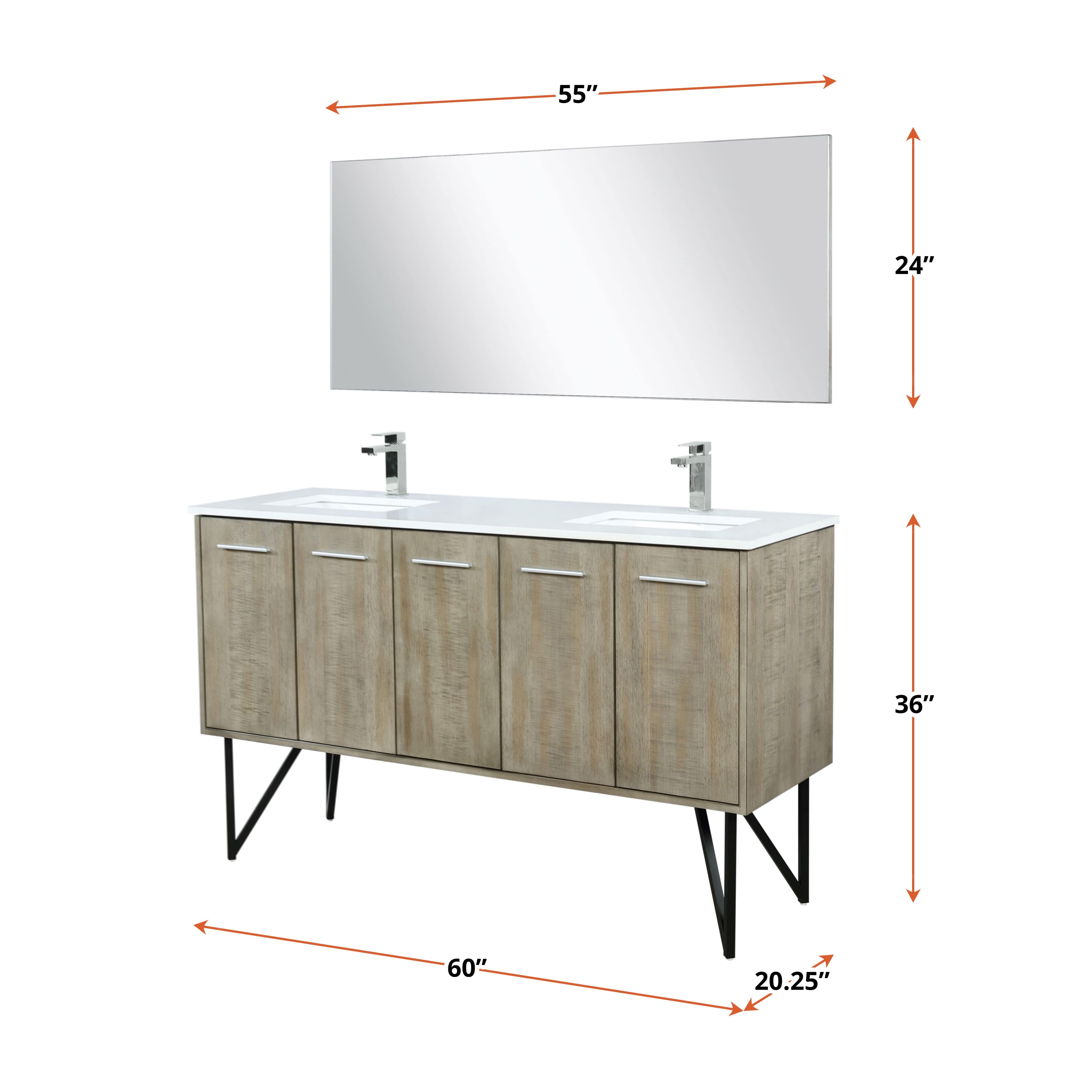Lancy  60" x 20" Rustic Acacia Double Bath Vanity