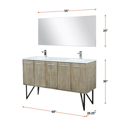 Lancy  60" x 20" Rustic Acacia Double Bath Vanity