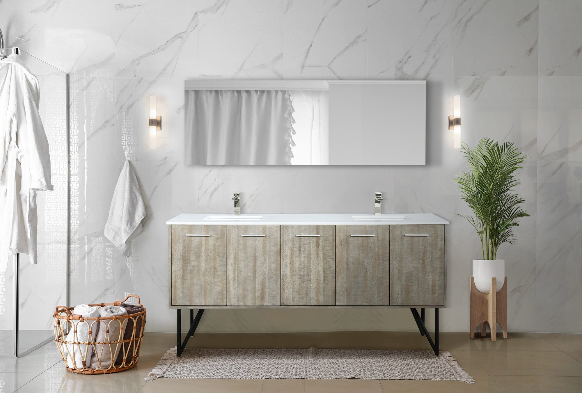 Lancy  72" x 20" Rustic Acacia Double Bath Vanity