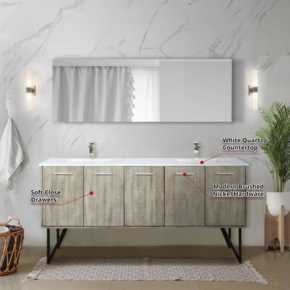 Lancy  72" x 20" Rustic Acacia Double Bath Vanity