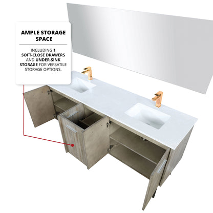 Lancy  72" x 20" Rustic Acacia Double Bath Vanity