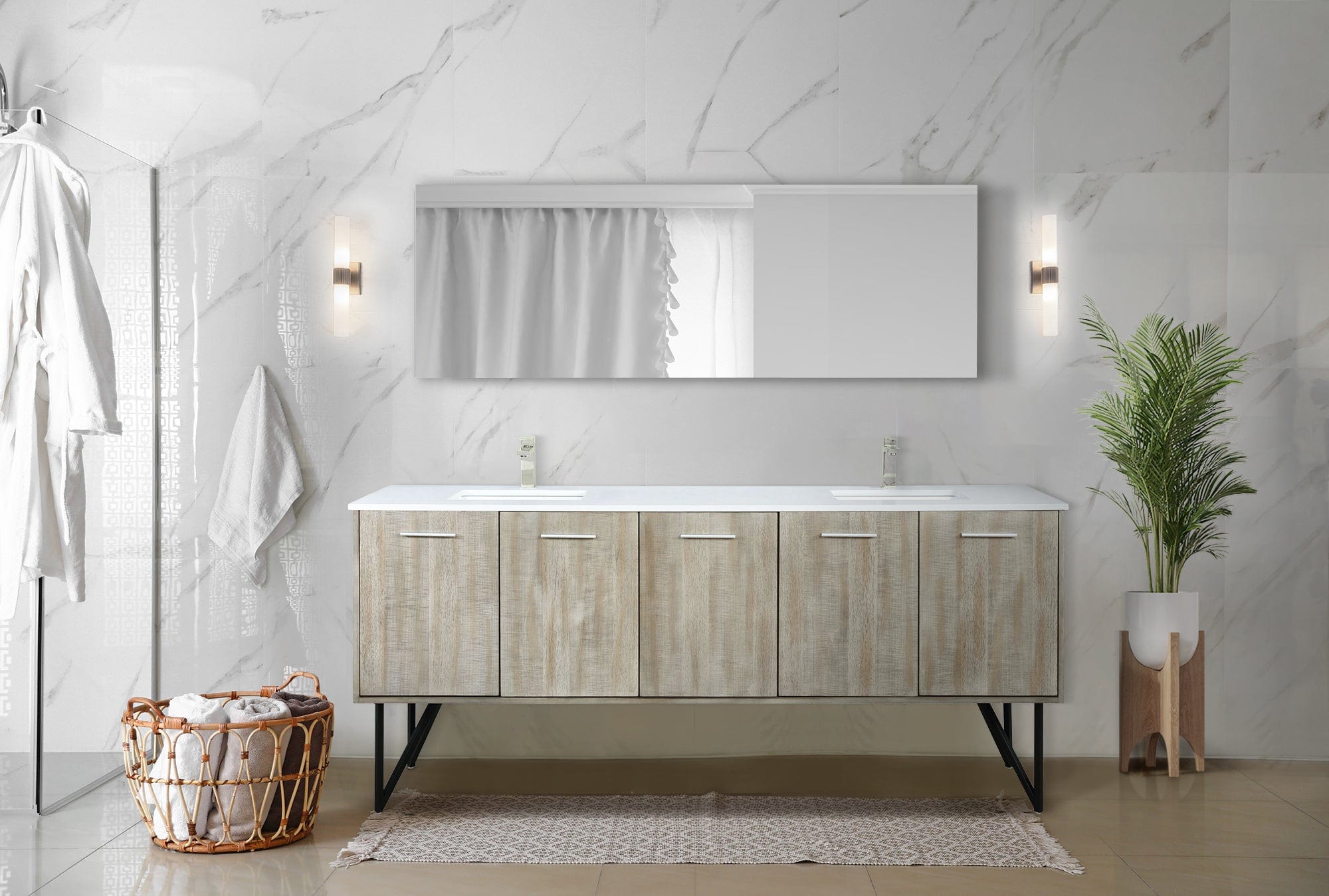 Lancy  80" x 20" Rustic Acacia Double Bath Vanity