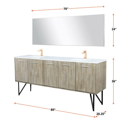 Lancy  80" x 20" Rustic Acacia Double Bath Vanity