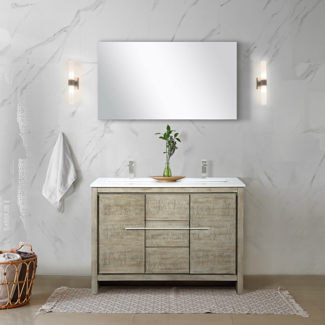 Lafarre 48" Rustic Acacia Double Bathroom Vanity