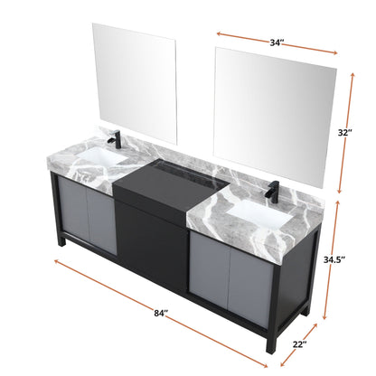 Zilara 84" Black and Grey Double Vanity