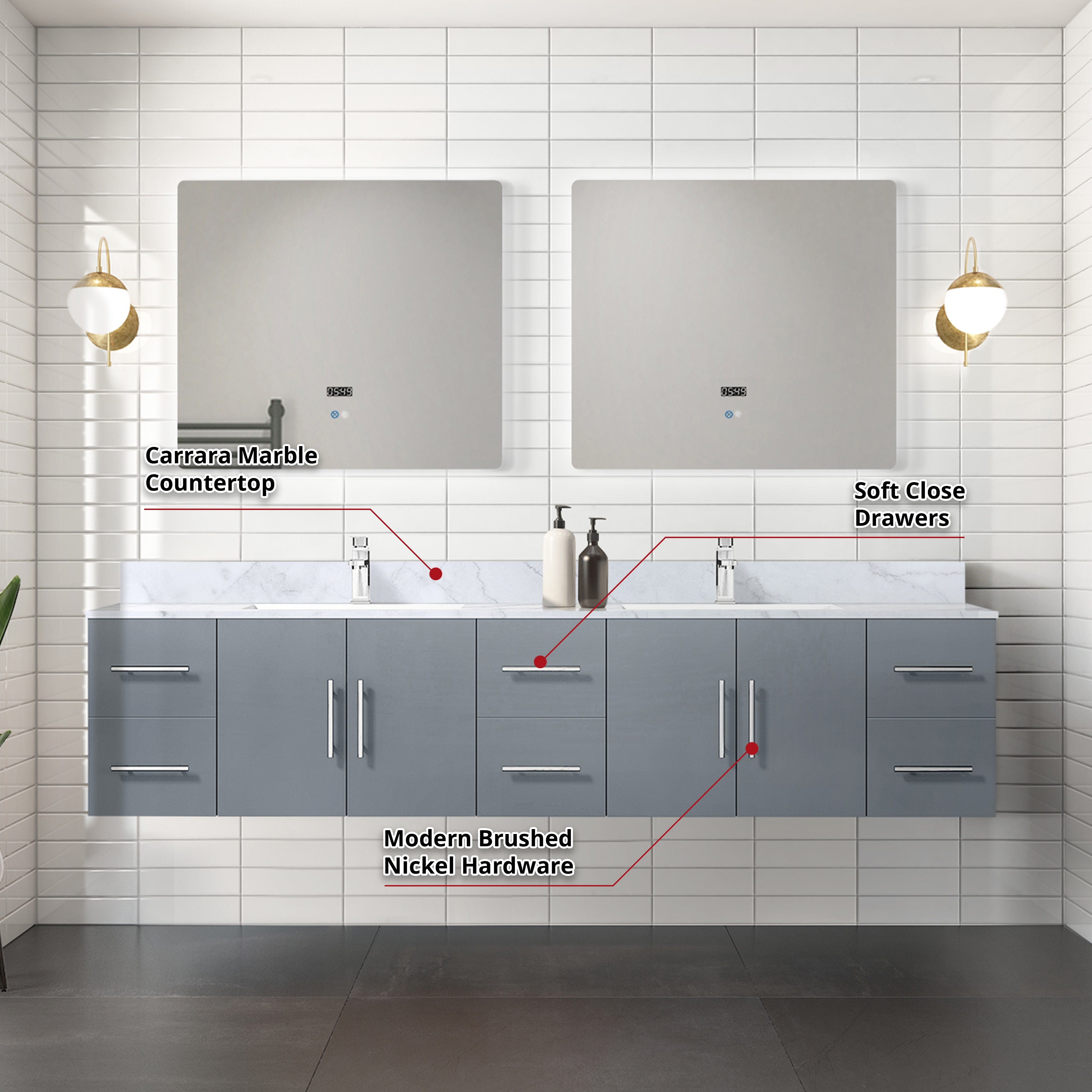 Geneva  84" x 22" Double Bath Vanity