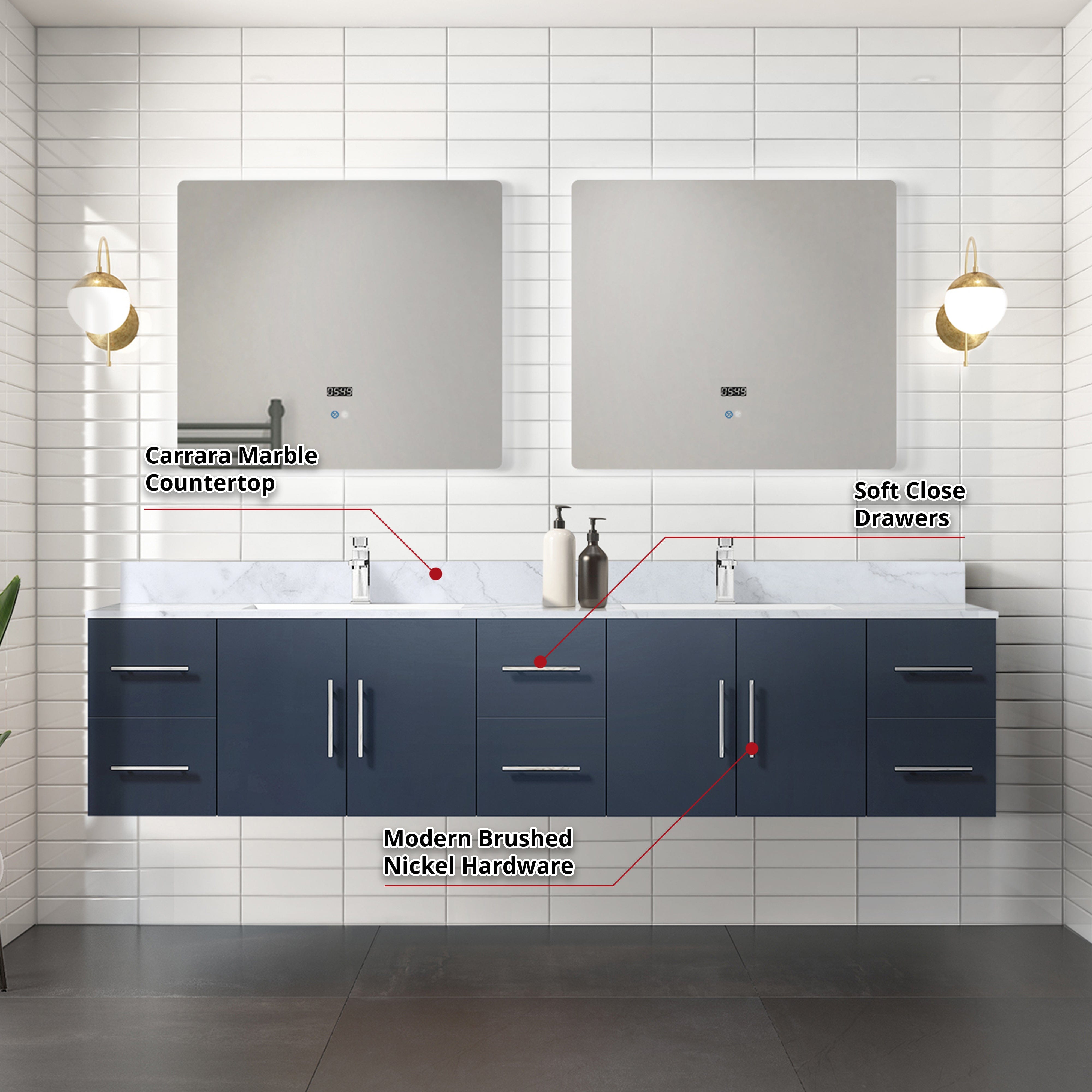 Geneva  84" x 22" Double Bath Vanity
