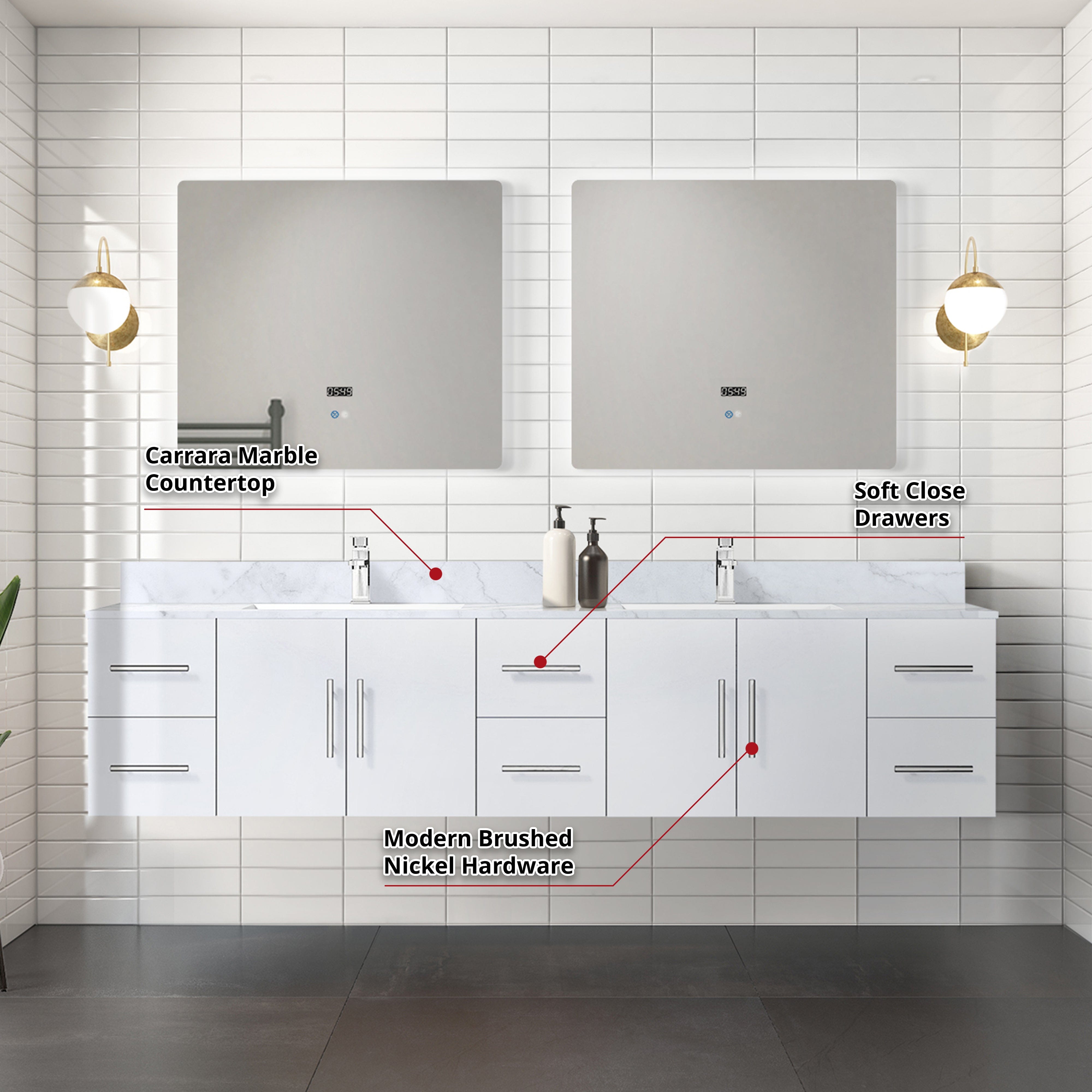 Geneva  84" x 22" Double Bath Vanity
