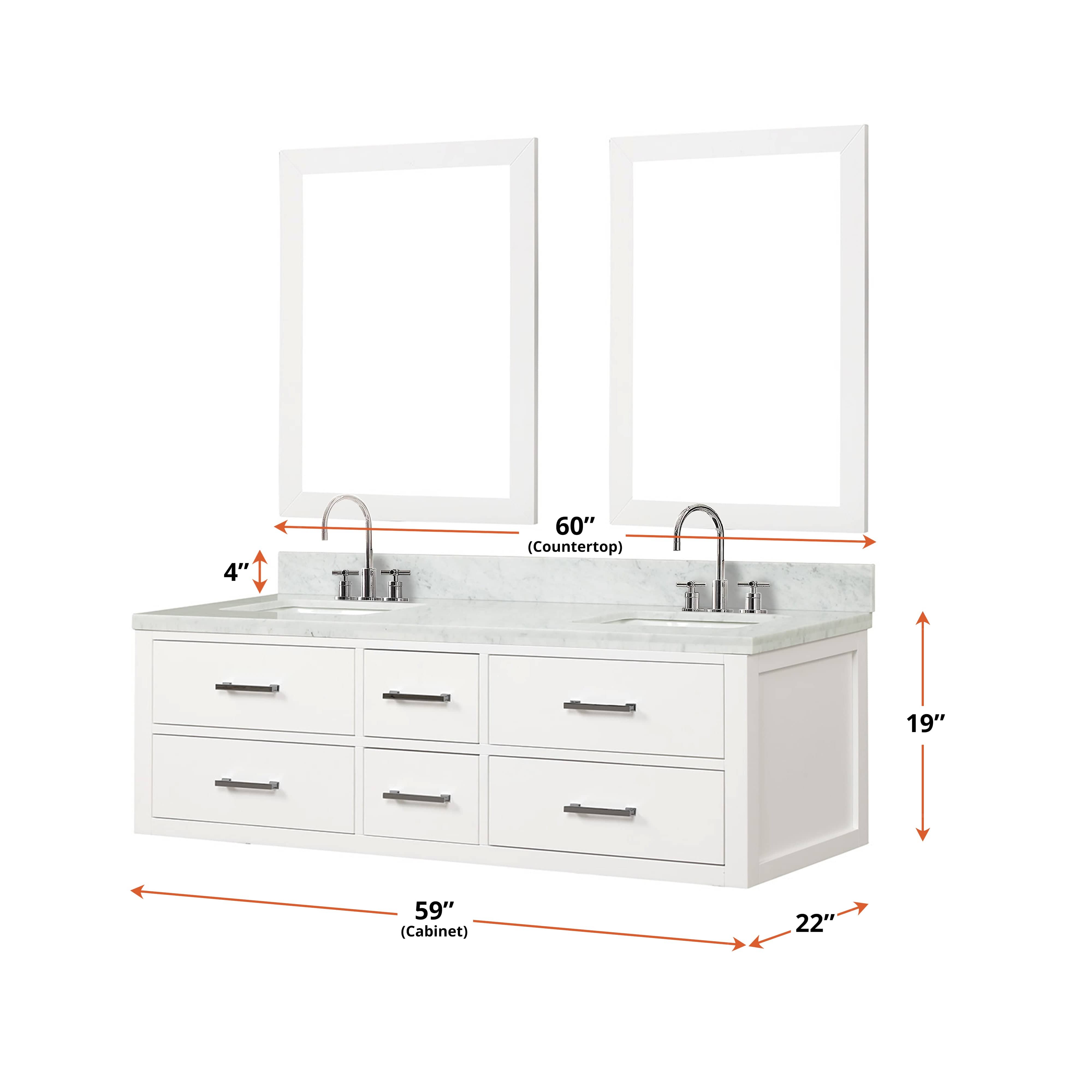 Castor 60" x 22"Double Bath Vanity