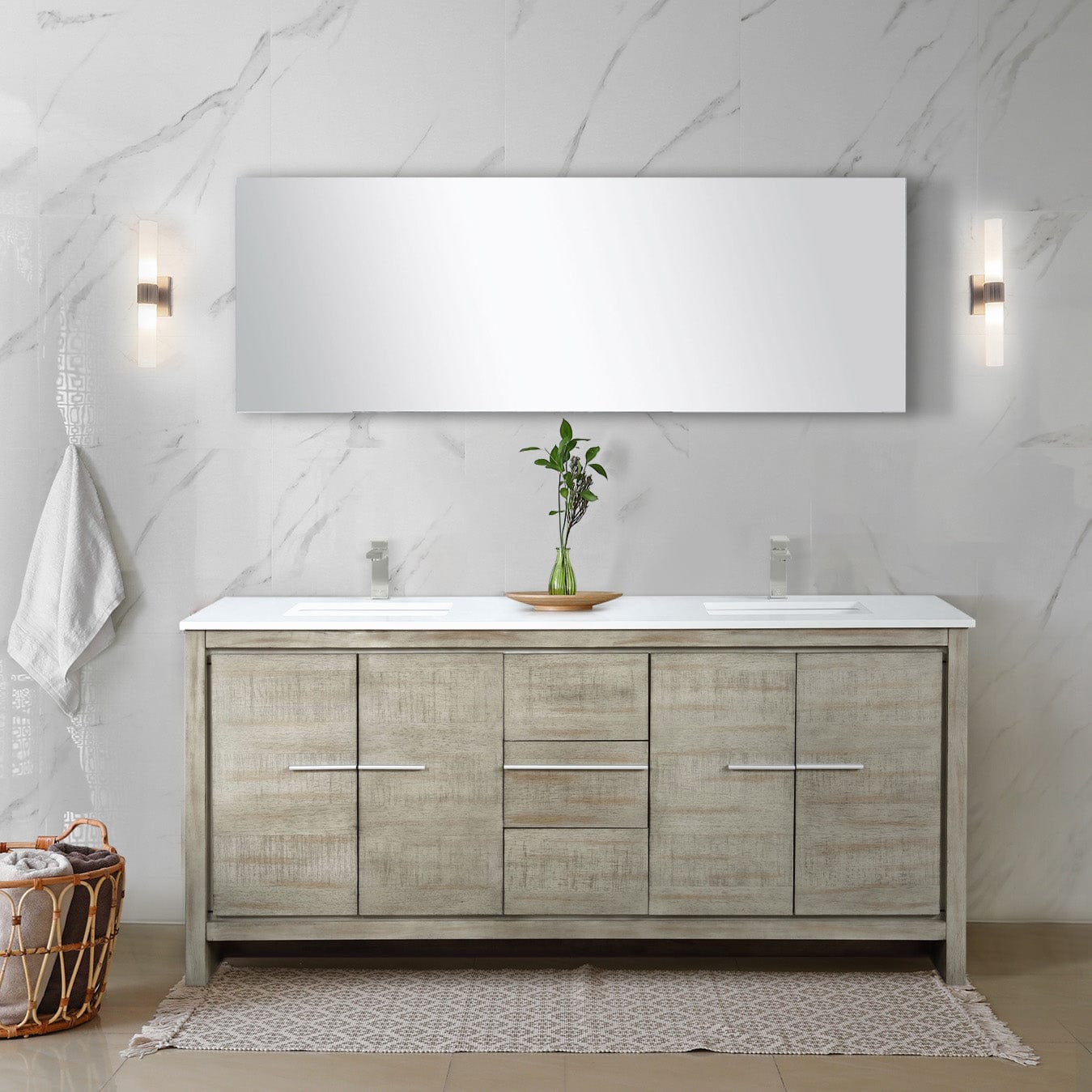 Lafarre 72" Rustic Acacia Double Bathroom Vanity