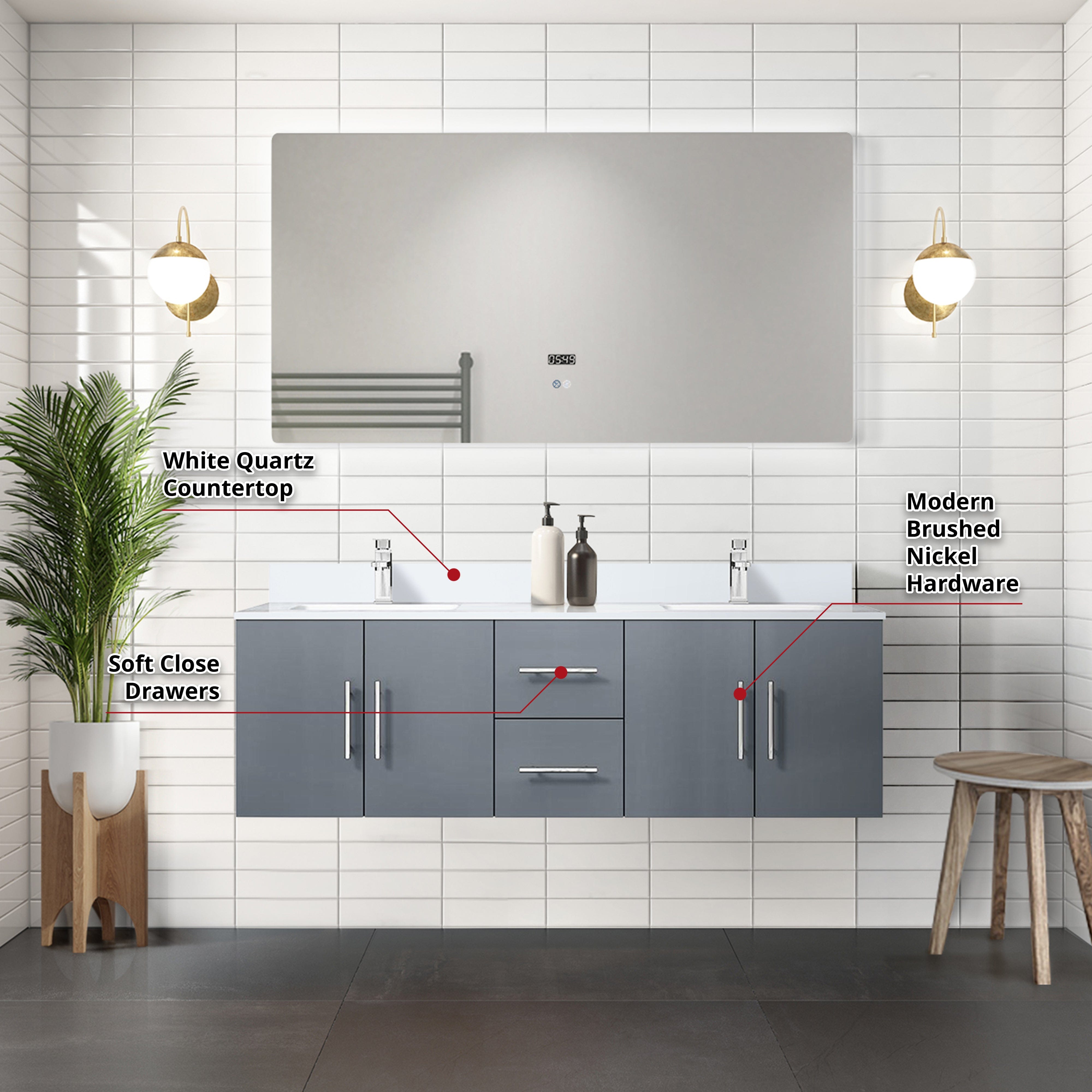 Geneva  60" x 22" Double Bath Vanity
