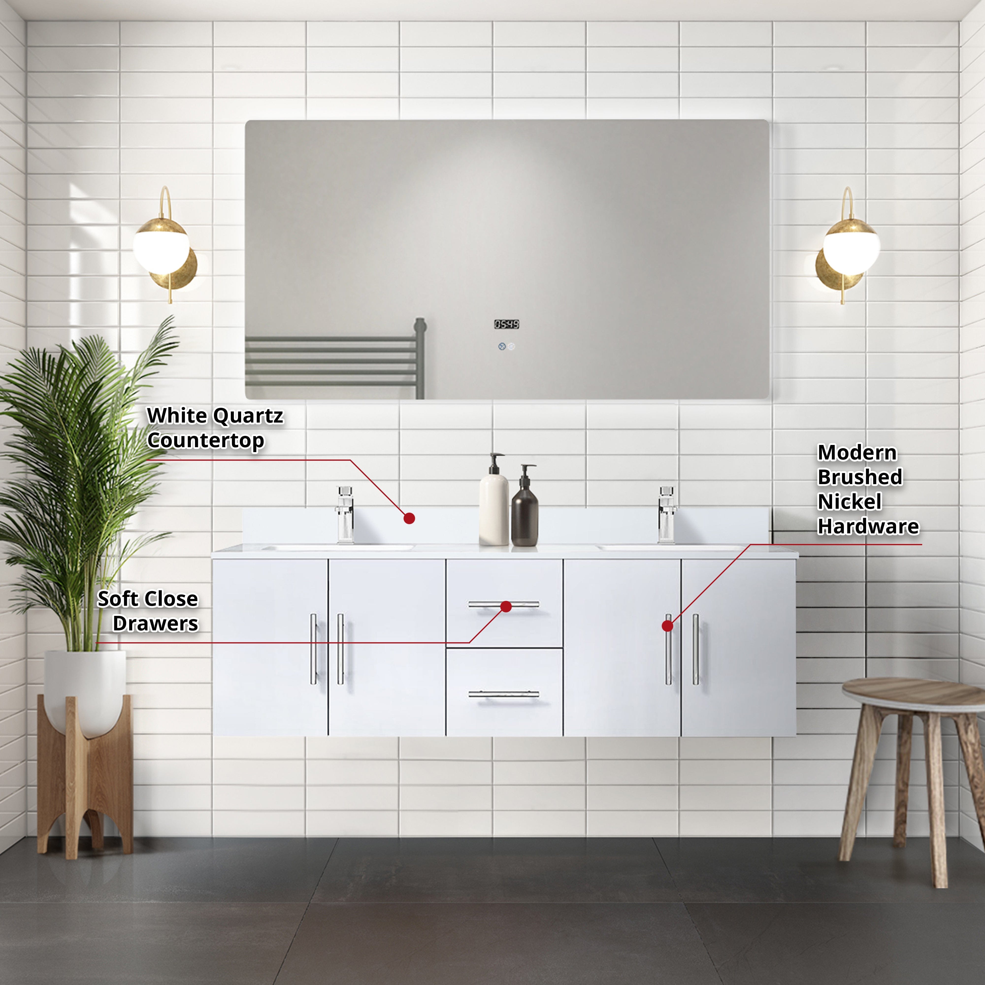 Geneva  60" x 22" Double Bath Vanity