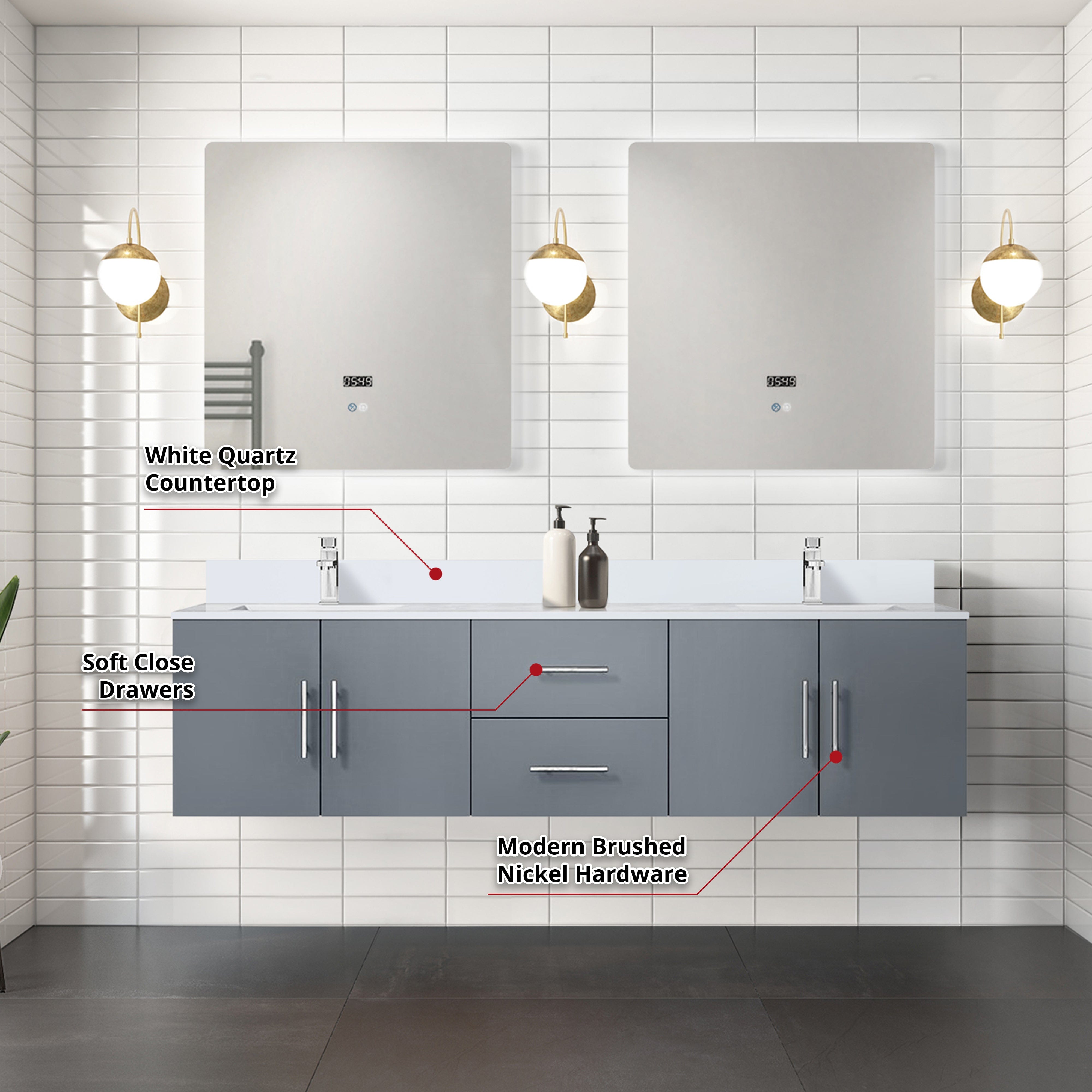 Geneva  72" x 22" Double Bath Vanity