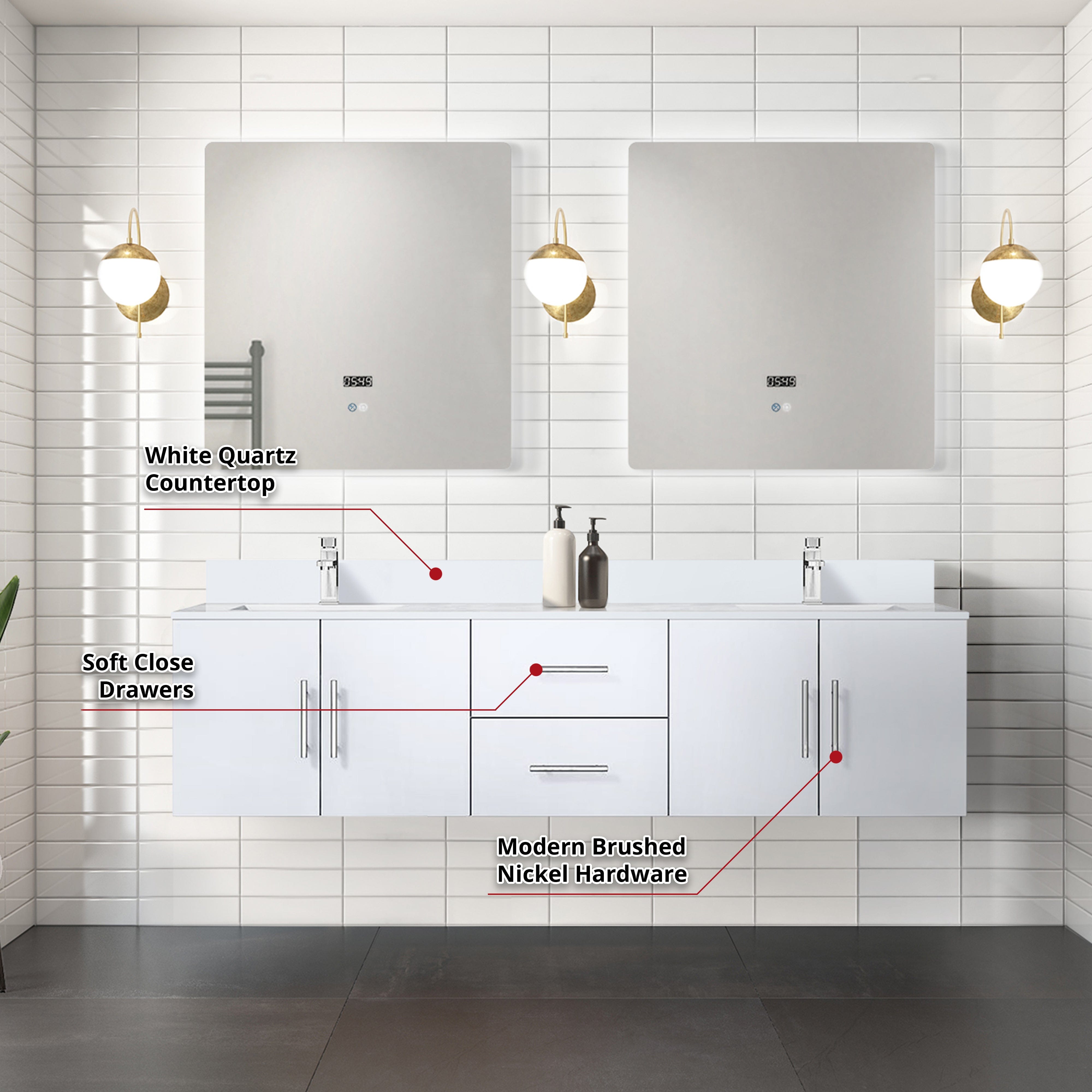 Geneva  72" x 22" Double Bath Vanity