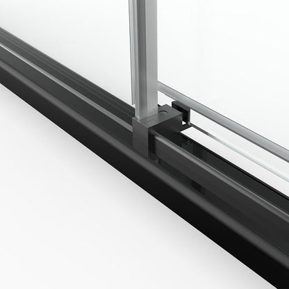 66" BH Series Frameless Single Sliding Shower Door (Matte Black)