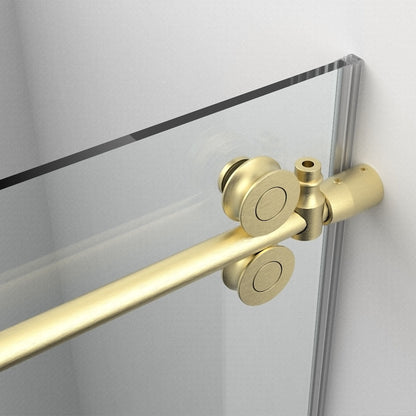 66" BH Series Frameless Single Sliding Shower Door (Brushed Gold)