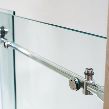 BR01 Joseph Frameless Single Sliding Tub Door with Klearteck Treatment (3/8" Thickness) (Chrome)