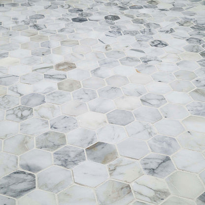 Calacatta Cressa 2” Hexagon Mosaic Tile